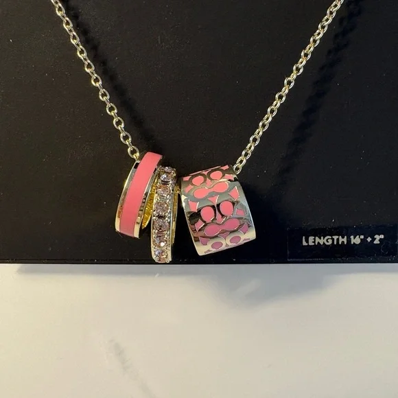 Coach Necklace with Pink Enamel Signature C Charm & Pendants - Picture 2 of 3